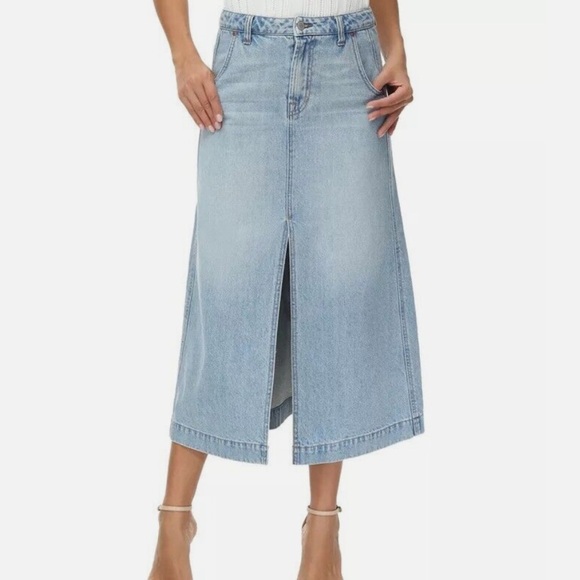 Frye Front-Slit Seamed Denim Maxi Skirt - Picture 1 of 8